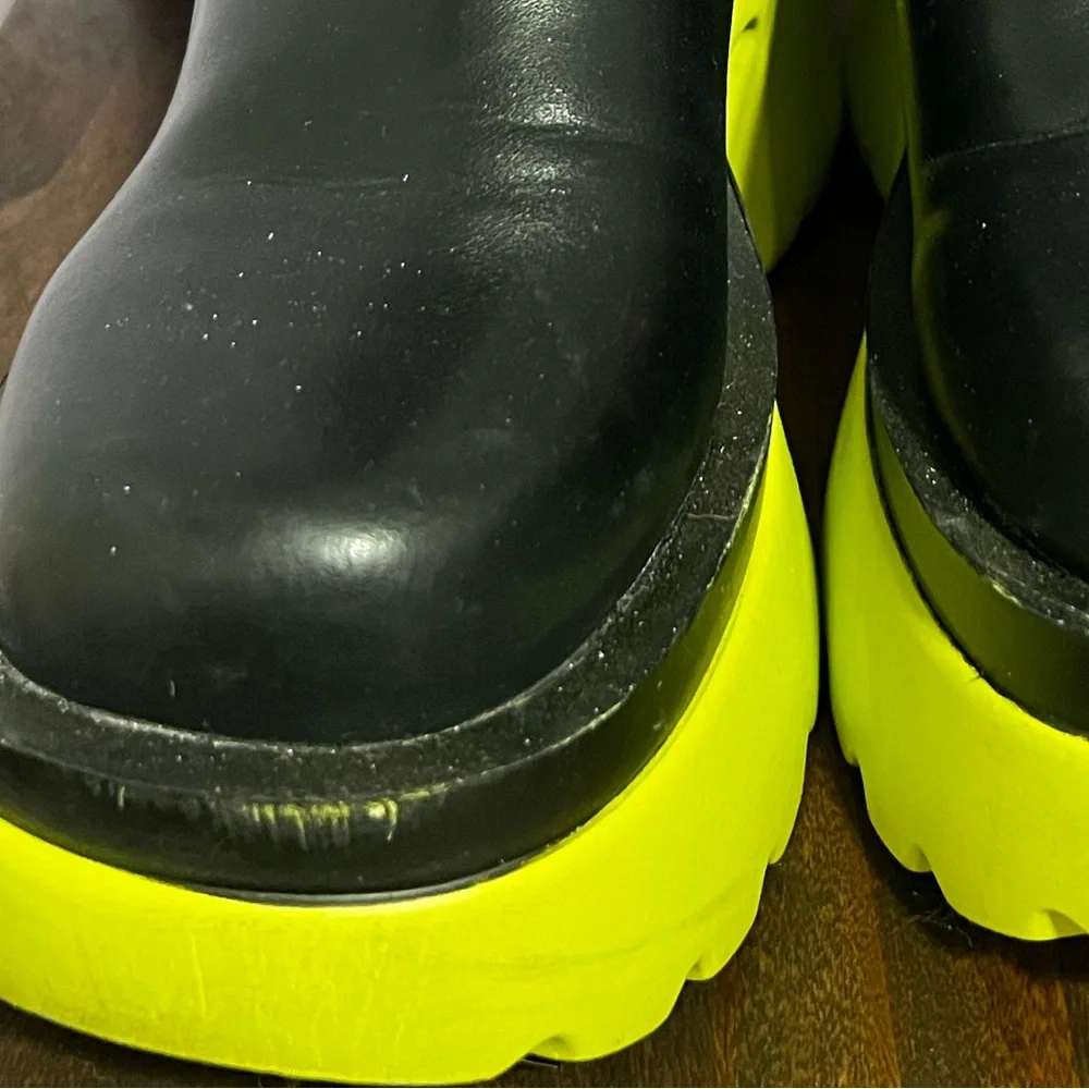 Black and Neon Green Platform Boots - Picture 2 of 6